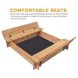 BIRASIL Wood Sandbox with 2 Bench Seats, Sand Boxes