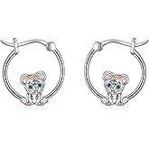 Tiger Earrings for Women 925 Sterling Silver Tiger Jewelry Gift Cute Animal Hoop Earrings