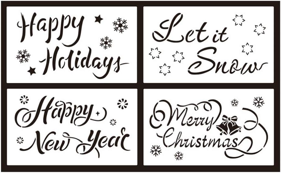 Christmas Stencils Template Happy New Year Let it Holidays Painting Painting Stencils for Christmas Craft Projects