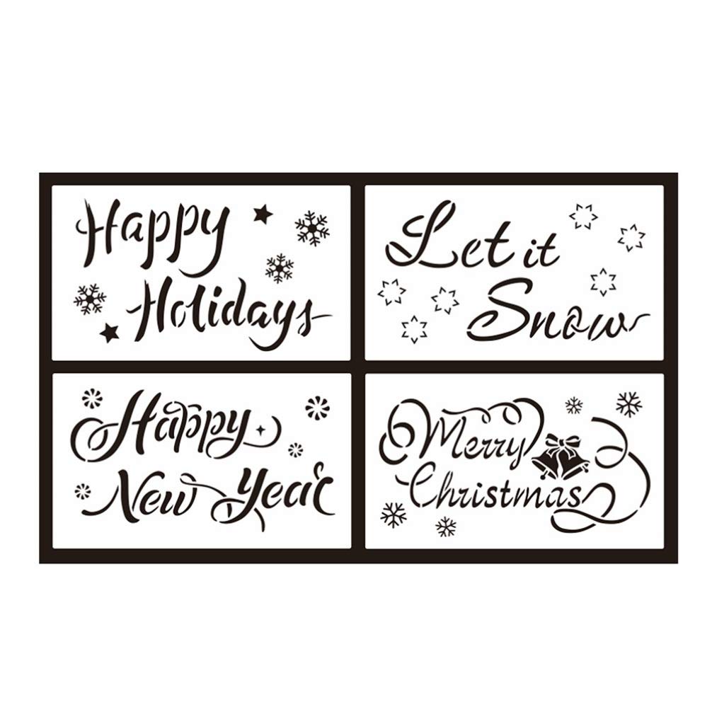Christmas Stencils Template Happy New Year Let it Holidays Painting Painting Stencils for Christmas Craft Projects