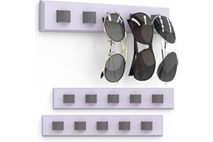 Durmmur 3 Pack Sunglass Organizer, Wall Mounted Sunglasses Organizer, Wooden Glasses Holder Sunglass Holder, Sunglasses Rack for Hanging Your Multiple Eyeglasses,for Wall,Closet,Home Decor(Purple)