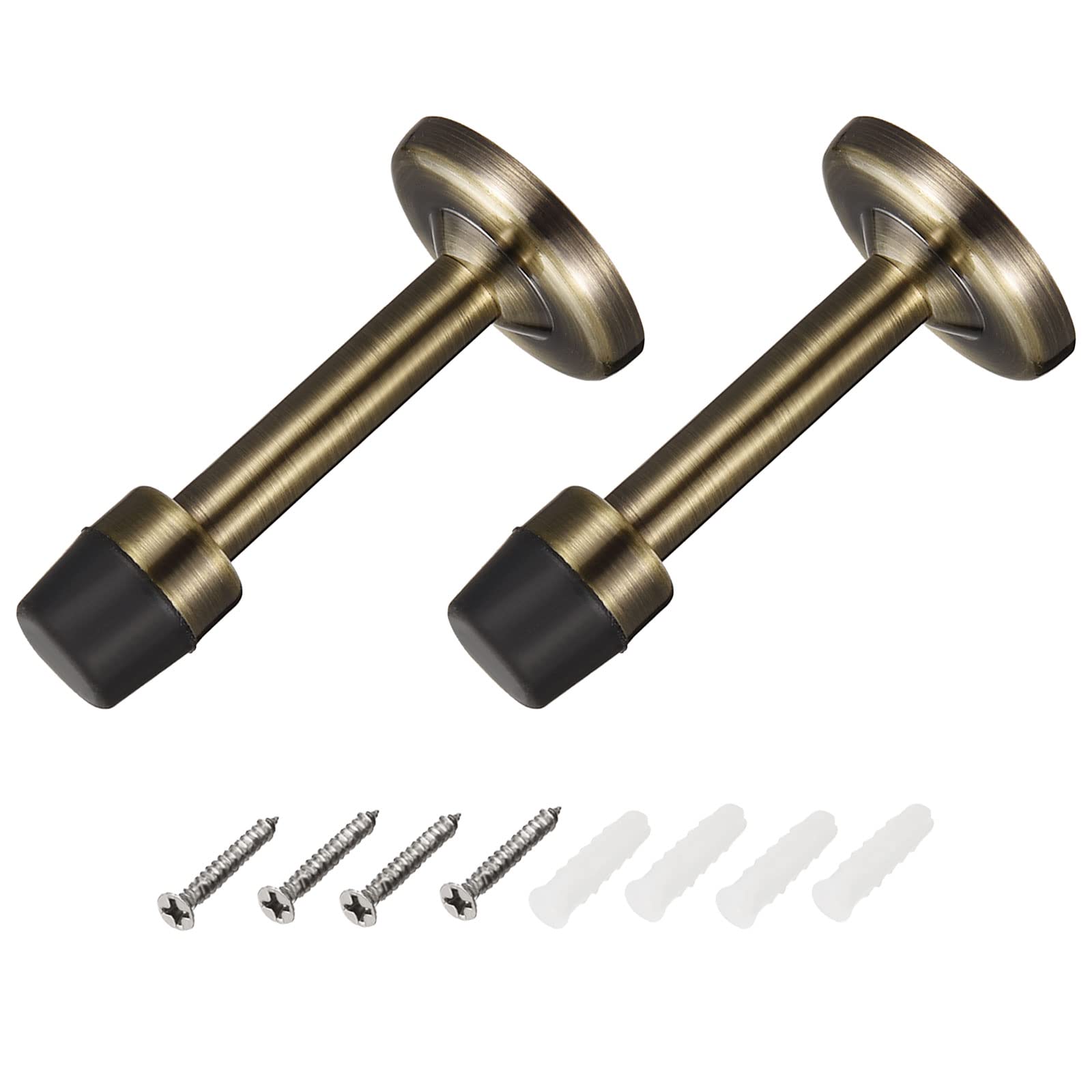 METALLIXITY Door Stop Wall Mount Door Stopper (78mm/3.07") 2pcs, Zinc Alloy Sound Dampening Door Stoppers with Screws - for Furniture Decor, Bronze Tone