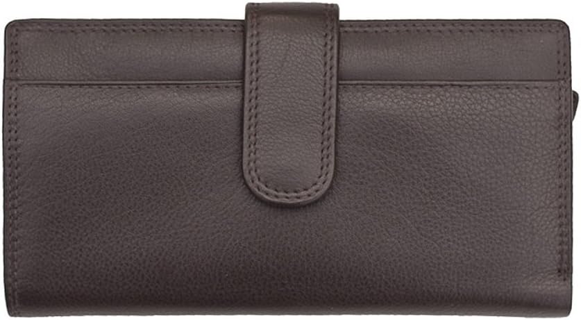 Prime Hide Women's Large Soft Brown Leather Purse Wallet Tab Opening