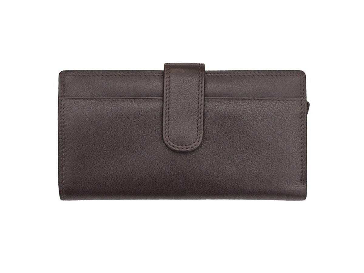 Prime Hide Women's Large Soft Brown Leather Purse Wallet Tab Opening