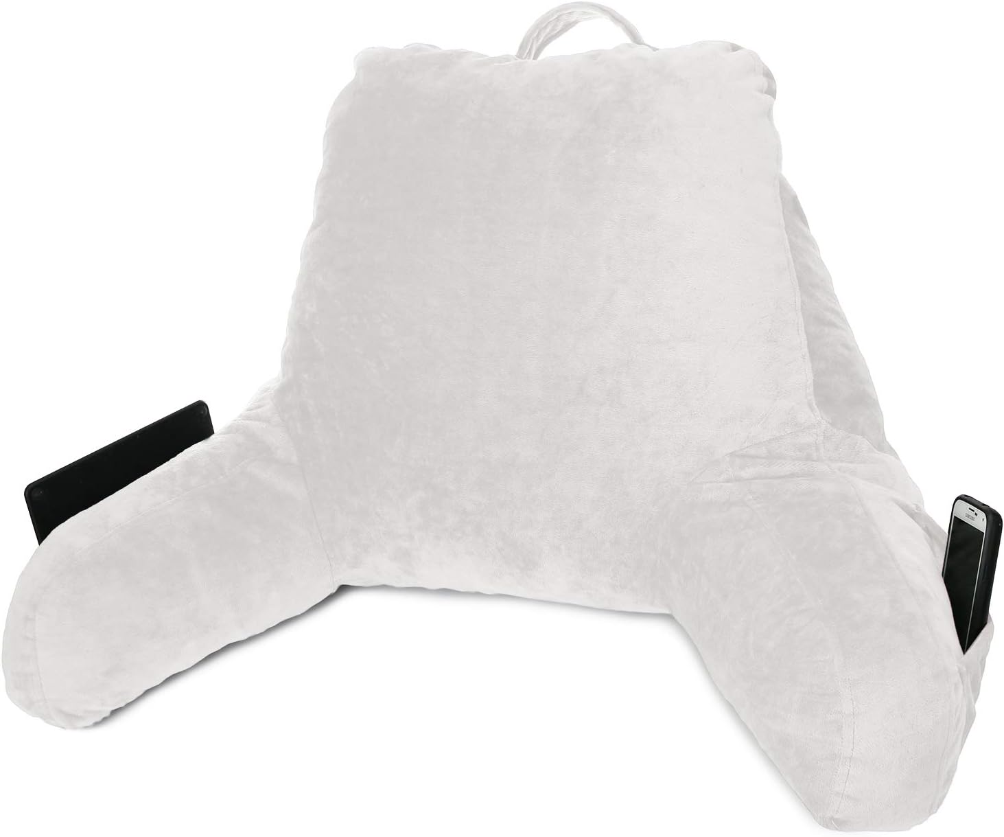 New & Improved Clara Clark Reading Pillow, Medium Bed Rest Pillow with Arms for Kids Teens & Adults – Premium Shredded Memory Foam TV Pillow - White: Home & Kitchen