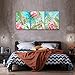 RUISHI Canvas Wall Art 3 Pieces Flamingo Boho Decor for Bedroom Animal Picture Palm Leaves Green Tropical Plant Prints Framed Posters Hanging Artwok Living Room Kids Rooms Decoration 16L x 12W