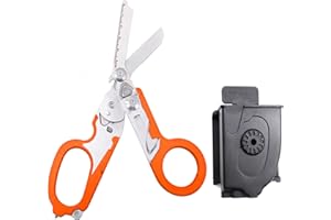 Elegital Emergency Response Shears, Stainless Steel Foldable Scissors Pliers, Outdoor Camping Rescue Scissors Tools, Orange+sheath