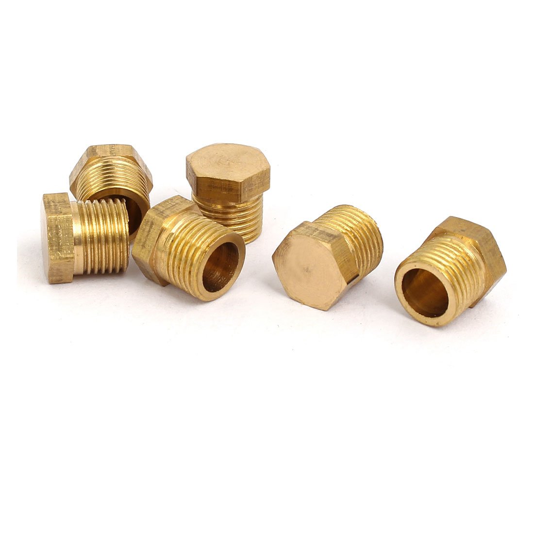 Sourcingmap 6 Pcs 1/8BSP Male Thread Brass Hex Head Pipe Plug Connector Fitting
