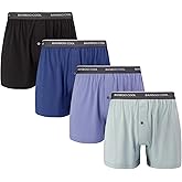 BAMBOO COOL Men's Underwear Boxer Shorts,Breathable knit Boxers,Stretch and Relaxed Fit 4 Pack