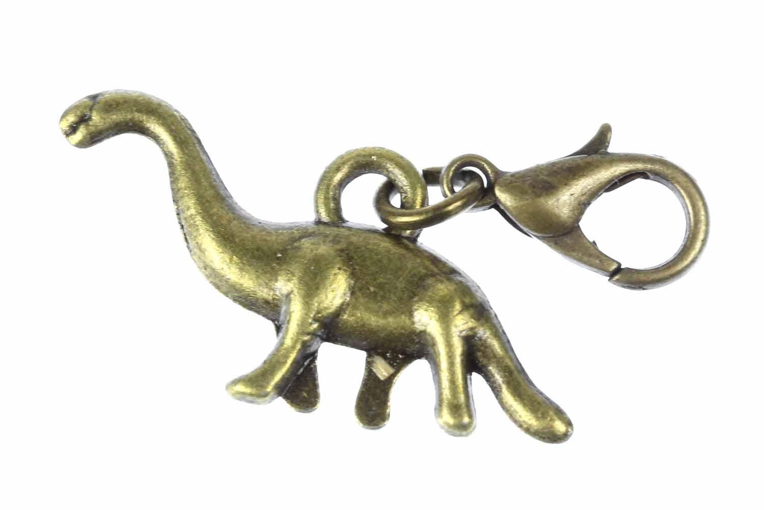 Miniblings Dino Charm Pendant For Bracelet Wristlet Bronze Dinosaur Long Neck