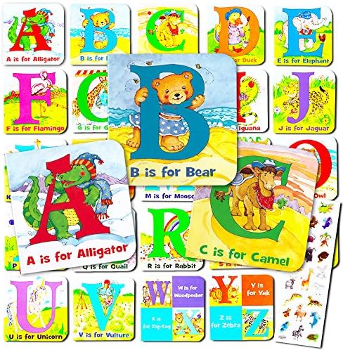 Animal Alphabet Board Book Super Set For Toddlers Babies -- 24 Mini ABC Board Books (Boxed Set with Stickers)