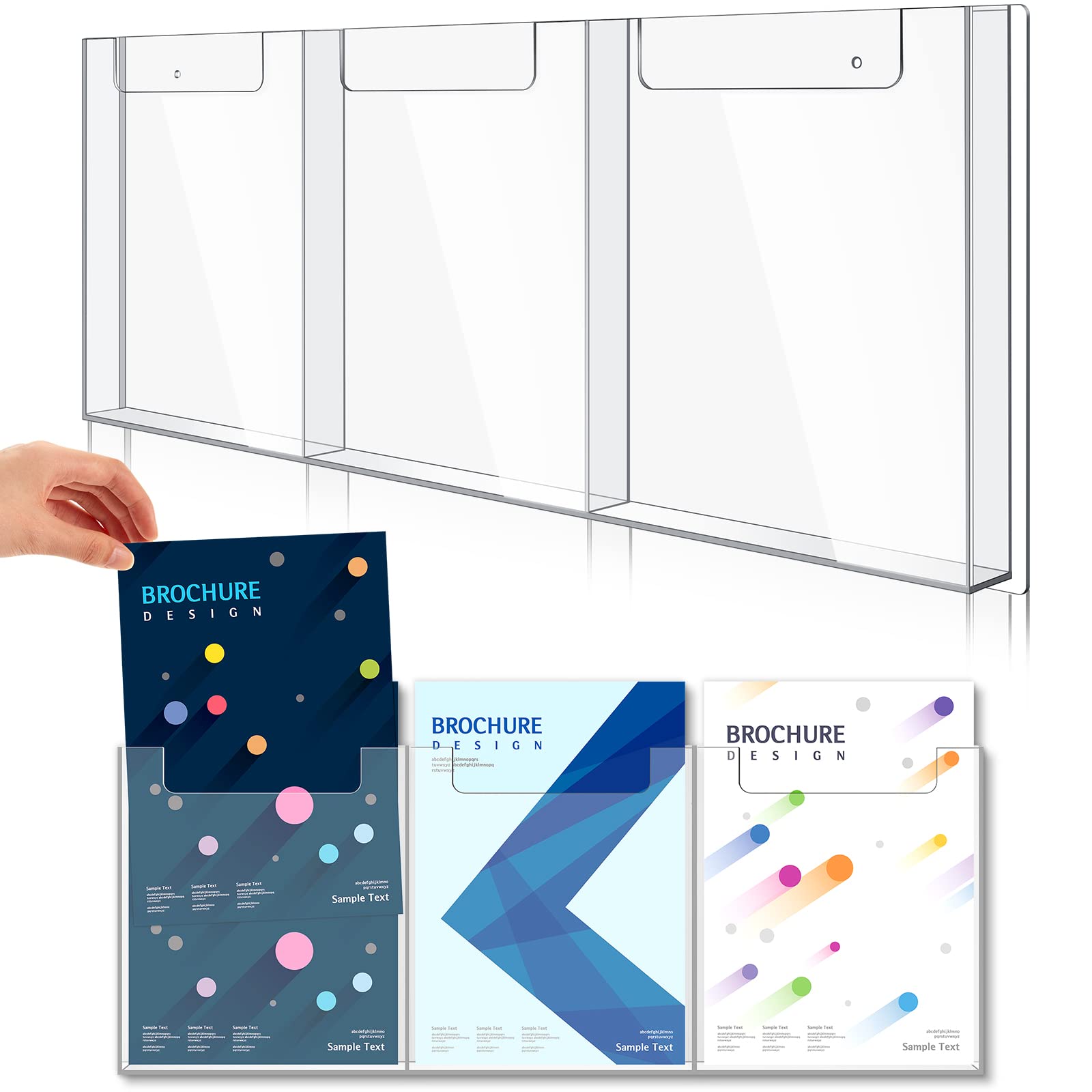 Photo 1 of (USED/FAIR) (MISSING HARWARE) Sherr 1 Pc Acrylic Brochure Holder Wall Mount, 8.5 x 11 Inches Clear Hanging Flyer Display Holder Plastic Pamphlet Stand for Magazine, Booklet, Bookmark (Three-slot)