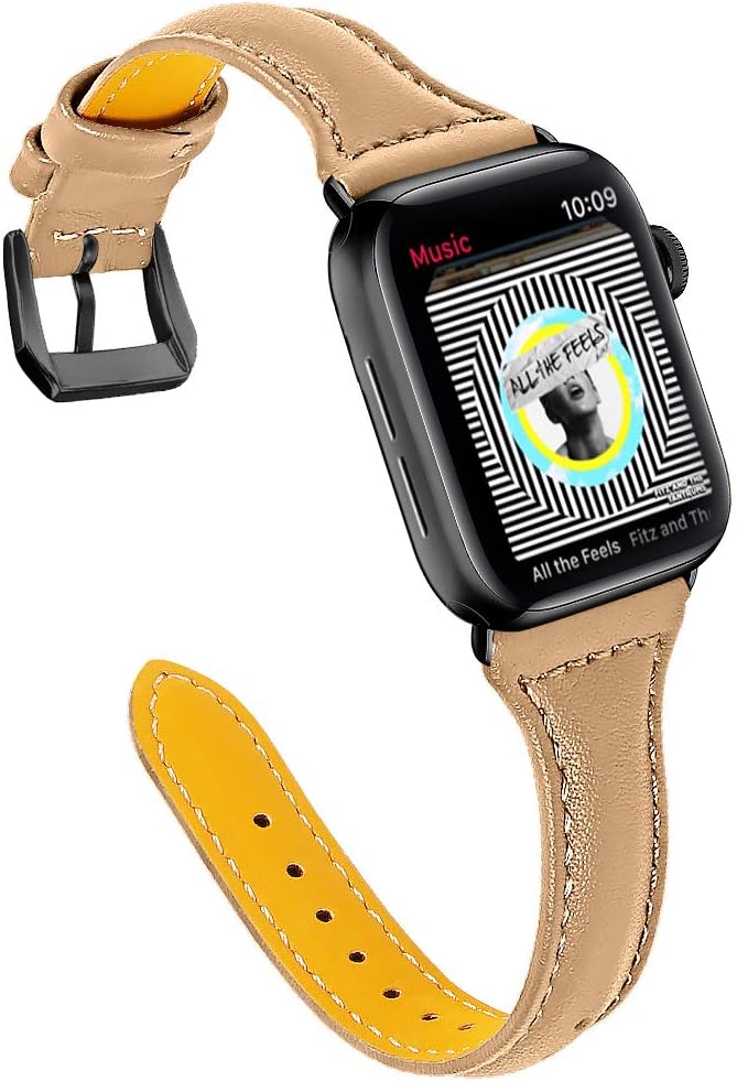 OULUCCI Compatible with Apple Watch Band 38mm 40mm, Top Grain Leather Band Replacement Strap for iWatch Series 6, SE, Series 5, Series 4,Series 3,Series 2,Series 1,Sport, Edition