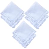 6 Pack of Ladies Embroidery Cotton Handkerchiefs Lace Wedding Hankies