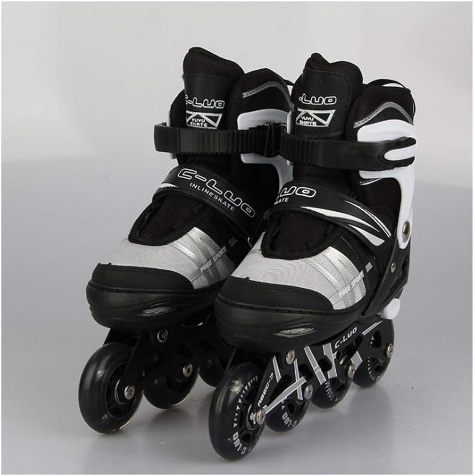 IDE Play Unisex Adult roller skates,Adjustable size Kid Inline Skates,Children single flash skates,Roller Blades for Boys and Girls,Beginner,Gray,M