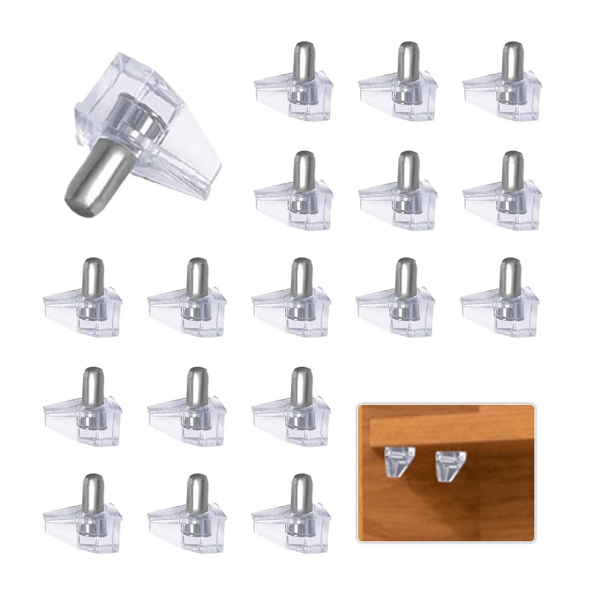 Photo 1 of 20 Pcs 5mm Clear Plastic Cabinet Shelf Support Pins, Clear Shelf Support Pegs, Shelf Pins Clear Shelf Support Pegs, Shelf Holder Replacement Peg, Shelf Holder Bracket Steel Pins
