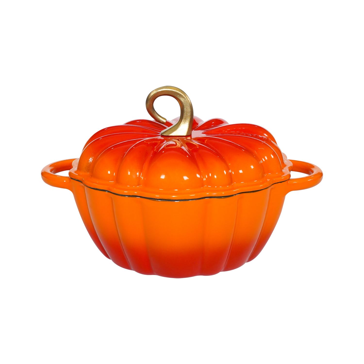 Photo 1 of Pumpkin Dutch Oven 4.5 QT With Lid - Orange Enamel Cast Iron Cooking Pot, Shape Soup Pot - Serves 3-5 - Christmas Thanksgiving Decor Gift