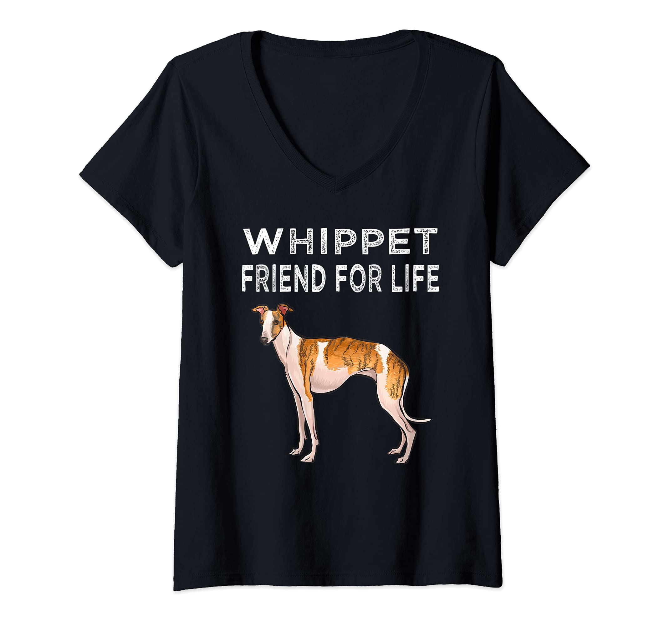 Womens Whippet Friend For Life Dog Friendship V-Neck T-Shirt