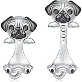 Animal Jacket Earrings for Womens 925 Sterling Silver Axolotl Pug Cat Goat Earrings Cute 3D Earrings Jacket Hypoallergenic