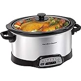 Hamilton Beach Programmable Slow Cooker, 6 Quart Capacity, Silver, 33463