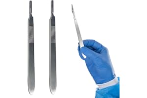 HIYOO 2 Pack Scalpel Handle #3 Fits Blades No. 10, 11, 12, 15 Stainless Steel Lightweight Knife Handle for Laboratory Hospital Home Durable Solid Thickened Handle