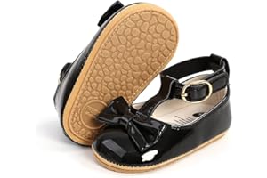 LAFEGEN Baby Girl Shoes Non Slip Soft Sole PU Leather Infant Toddler Mary Jane Flats First Walker Crib Dress Oxford Shoes 3-18 Months