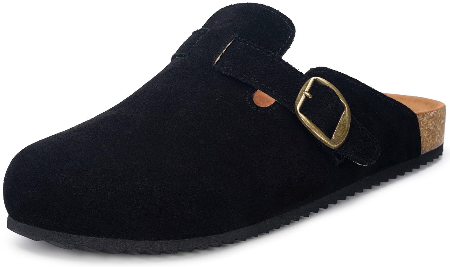 Womens Suede Clogs Mens Genuine Leather Mules Cork Footbed Sandals with Arch Support