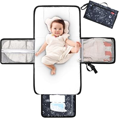 Lekebaby Portable Nappy Changing Mat Travel Baby Change Mat with Wipe-Pocket