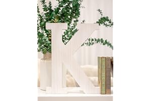BARNWOODUSA LLC Rustic Large Alphabet Letters - Standing Wooden Monogram for Mantel & Fireplace Decor - Decorative White Wash Wall Letter Blocks - (K - 15.75")