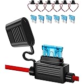 6 Pack 14AWG Inline Fuse Holder - 14 Gauge Automotive Blade in Line Fuse Holder with 6pcs 15 AMP ATC/ATO Standard Fuses
