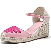 U-lite Womens Espadrille Wedge Sandals Closed Toe Platform Lace Up Ankle Strap Slingback Summer Dress Shoes