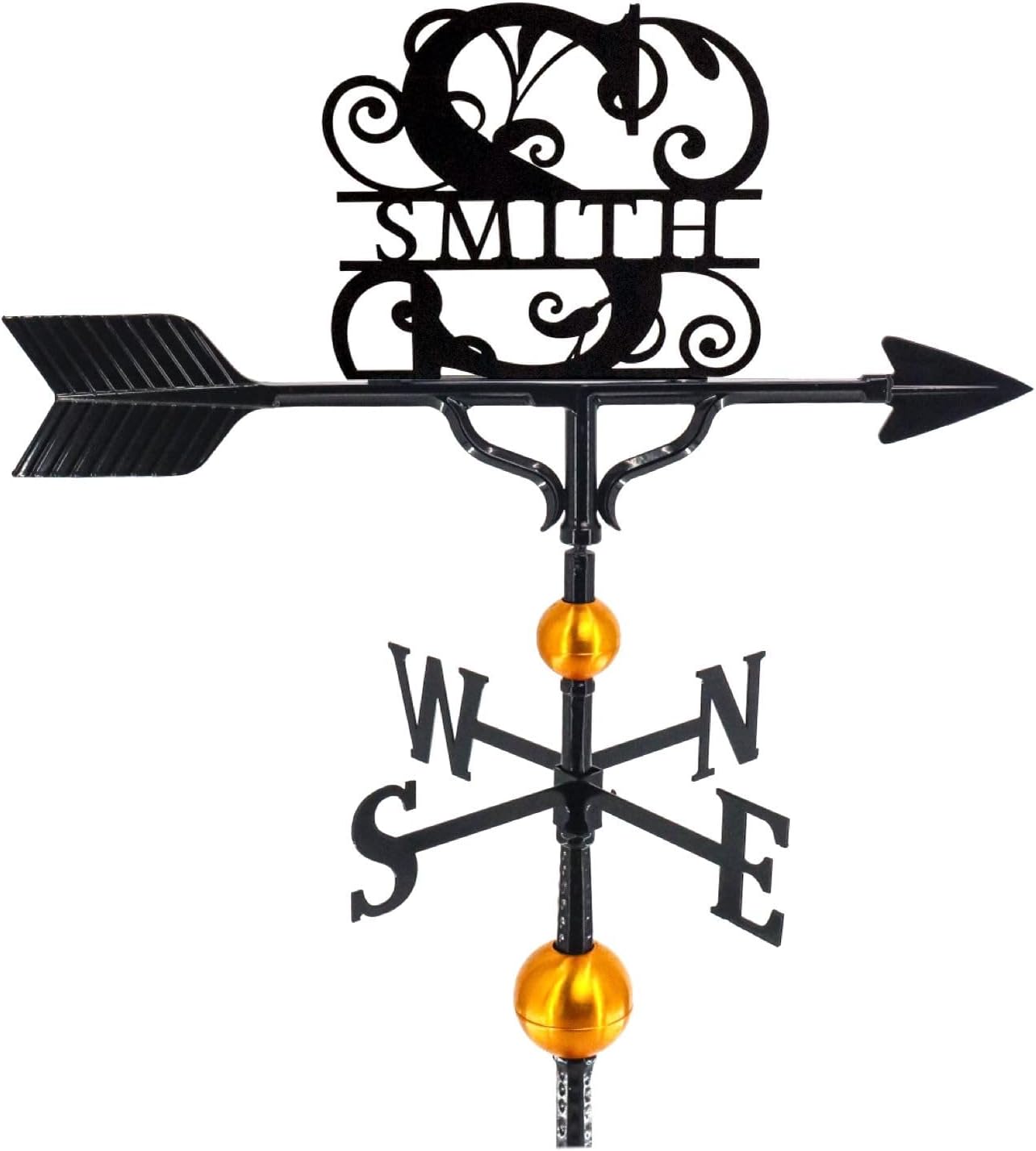 Weathervanes - Montague Metal Products - Custom Deluxe Monogram Weathervane - Metal Name Sign - Outdoor Decor - Roof Mount Included - Cast Metal - Easy to Install