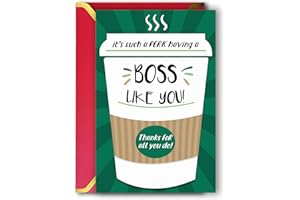 ZIWENHU Ziwen Happy Bosses Day Card for Boss, Cute Boss‘s Day Card from employee, Boss Lady Gifts for Women, Coffee Boss Card,It’s Such A Perk Having A Boss Like You…