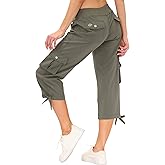 MoFiz Women's Cargo Capris Hiking Pants Lightweight Quick Dry Outdoor Athletic Travel Casual Loose Comfy Cute Pockets