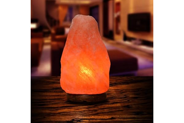 NatureBoost Himalayan Natural Pink Salt Lamp, Hand Crafted I Natural Warm Amber Glow I Dimmer Switch, Wooden Base, (8-10 inch