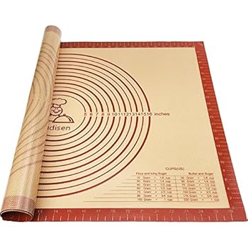 Oudisen Silicone Pastry Mat Baking Mat Non-Stick Non-Slip Extra Large Bread Kneading Board with Measurements Board for Rolling Dough Thicken (28