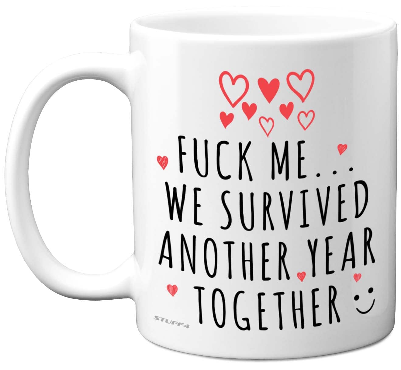 Stuff4 Cute Mug for Him Her - F**k Me We Survived Another Year - Anniversary Mug for Boyfriend Girlfriend Husband Wife Partner, 11oz Ceramic Premium Him Her Valentines Day Present Gift — image 1