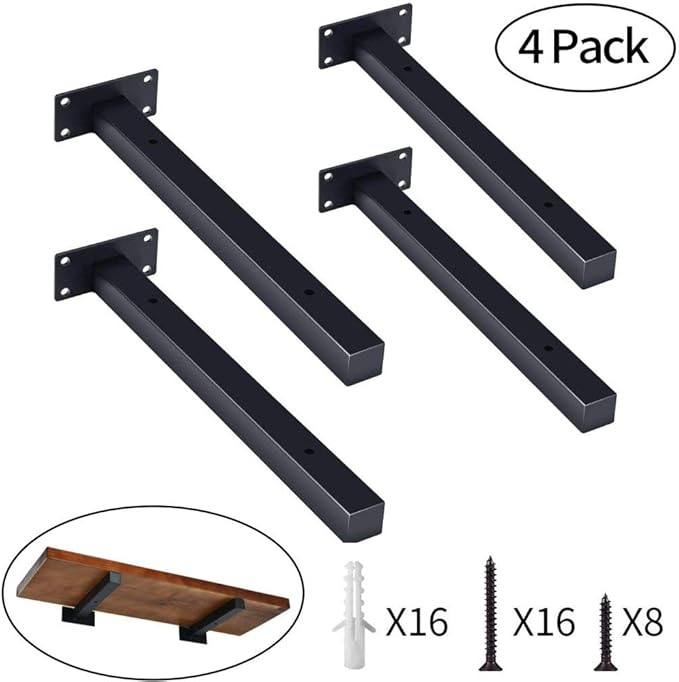 Soportes negros de servicio pesado para estantes, estantes flotantes