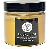 Luckymica Mica Powder for Epoxy Resin, Premium Pearlescent Pigment Powder for Resin Art, Dye, Nail Polish, Paint, Candle Making, Soap Making, Bath Bombs, DIY Cosmetics - Pearl Gold (50g / 1.76oz)