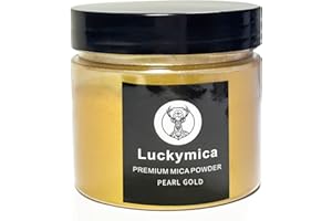 Luckymica Mica Powder for Epoxy Resin, Premium Pearlescent Pigment Powder for Resin Art, Dye, Nail Polish, Paint, Candle Making, Soap Making, Bath Bombs, DIY Cosmetics - Pearl Gold (50g / 1.76oz)
