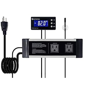 YINGTU Temperature Controller, Pre-Wired Outlet Thermostat Digital, Dual Stage Heating and Cooling Control for Brewing Fermentation Kegerator, Aquarium, Reptile Keeping. 110V±15%, 10A [ Updated]