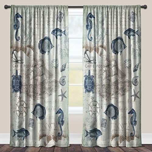 Laural Home Vintage Seaside Maritime Sheer Window Curtain (Single Panel) 84 Inches