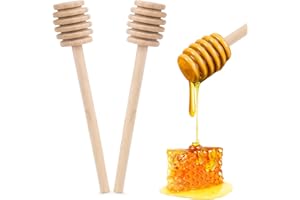 HANSGO 2PCS Wooden Honey Mixing Stirrer, 8 Inch Honey Dipper Sticks Long Handle Honeycomb Stick for Collecting Dispensing Dri