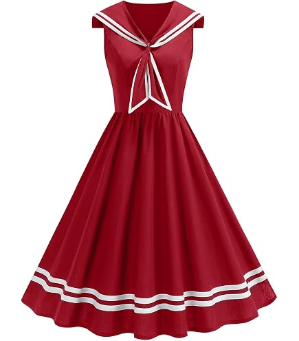 formal nautical dress Women's Sailor Collar 50s Striped Vintage Cocktail Party Swing Dresses 1950s Audrey Hepburn Rockabilly Knee Length Pleated Prom Casual Work Office Shirt Dress Light Blue Small : Clothing, Shoes fabrication:Cotton Lucci Lu C8042 Beaded Size:XS(02) For the gala