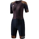MY KILOMETRE Women's Triathlon Suit – Quick-Drying Sleeves One-Piece Tri Suit with Front Zip and UPF 50+