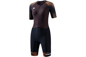 MY KILOMETRE Women's Triathlon Suit – Quick-Drying Sleeves One-Piece Tri Suit with Front Zip and UPF 50+