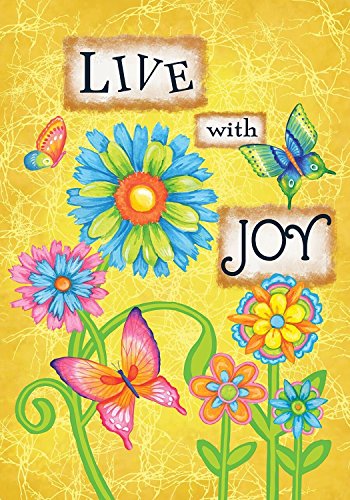 Live with Joy Spring Garden Flag Inspirational Floral Butterflies 12.5″ x 18″