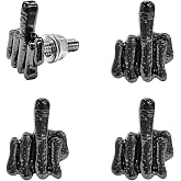 MTRPS 4PCS License Plate Bolts, Finger Style Stainless Steel Car Tag Frame Screw Fasteners Kit, Cool Funny Screws Nuts Caps for Truck SUV Motorcycle Licence Plate Windshield Trim (Black)