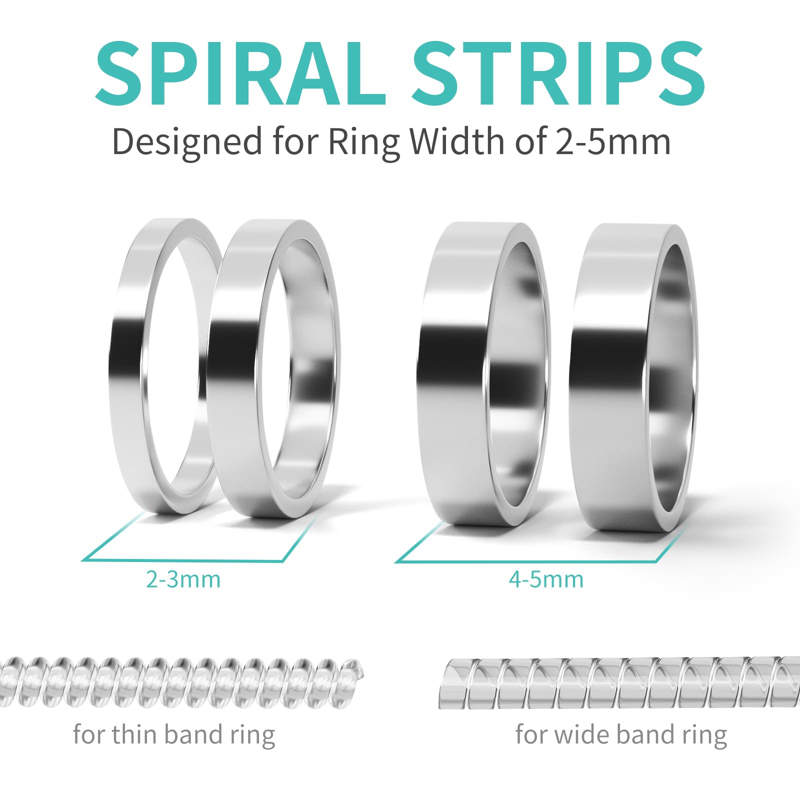Ring Sizers for Loose Rings - 12Pack, 12 Sizes, Ring Guards for Women& Men Loose Rings, Invisible Resizer Design for Spacers & Tighteners, Fits Bands Width to 1mm-8mm