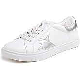 FEVERSOLE Women's Featured PU Leather Colorful Lace Up Sneaker